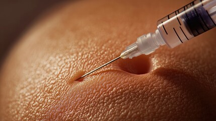 Close-Up of Syringe Injecting into Skin with Detailed Texture