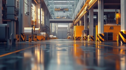 Evocative Realism of Industrial Scene with Background Lighting