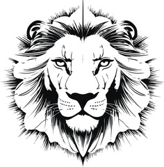 minimalist lion face mandala illustration in a flat vector art style, set against a pristine white background, featuring intricate and symmetrical line patterns 2.eps