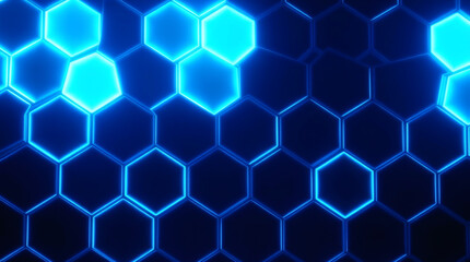 blue illuminated hexagon wallpaper |  generative AI
