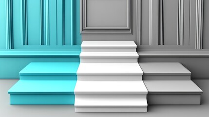 Obraz premium Abstract Three Colored Steps Modern Architectural Design