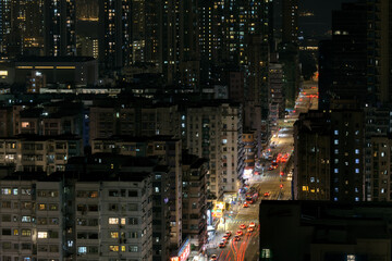 Night view with road of Sham Shui Po in Garden Hill