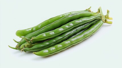 Fresh green beans bunch isolated on white.