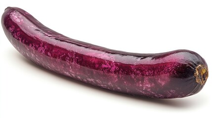Single ripe purple eggplant isolated on white.