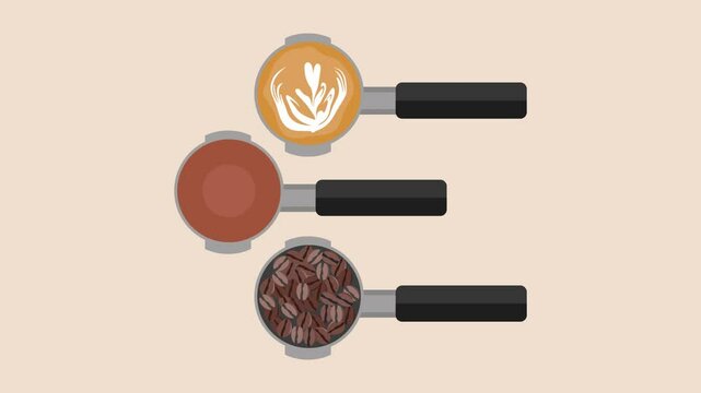 Animated video Coffee beverage Concept. Full length animation illustration. High quality 4k footage