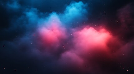 Abstract Cosmic Cloudscape with Red and Blue Hues