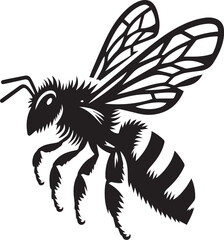 Bee Silhouette Vector Illustration White Background