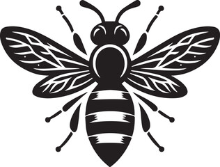 Bee Silhouette Vector Illustration White Background