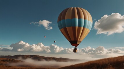 Obraz premium Majestic Hot Air Balloons Over Misty Mountains at Sunrise V8