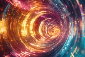 Obraz premium Abstract swirling light tunnel vibrant colors energy