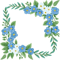 Obraz premium Delicate Pale Blue Forget-Me-Nots with Soft White Daisies - Fresh and Gentle Floral Design