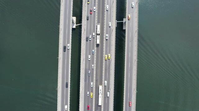 Cars Crossing Bridge