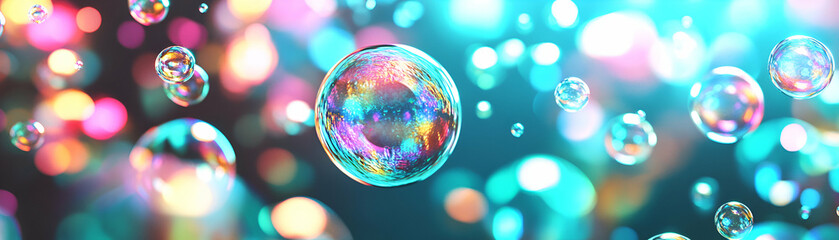 Iridescent Bubbles Float in a Colorful Haze:  Ephemeral spheres dance in vibrant, surreal light.