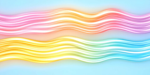 Obraz premium Pastel Wave Abstract, Vibrant Hues Flowing Gracefully Across a Soft Blue Background, Evoking Serenity and Calm.