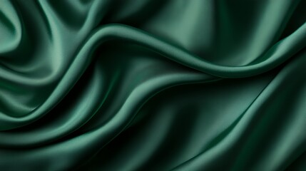 Fototapeta premium Deep Green Silk Fabric Draped Luxuriously