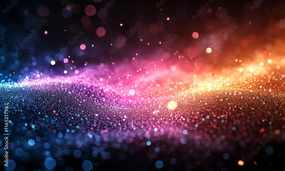 Wall mural A vibrant abstract background featuring colorful particles and bokeh effects.