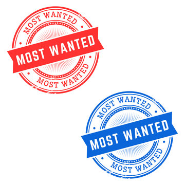 Two Vintage-Style "Most Wanted" Stamps in Red and Blue