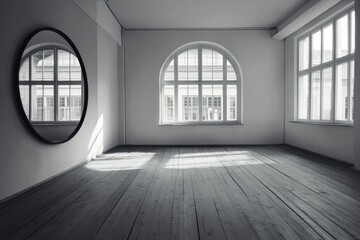 Empty Room with Windows and Mirror