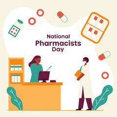 Naklejka premium World Pharmacists Day or National Pharmacists Day