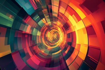 Abstract Colorful Geometric Tunnel Design