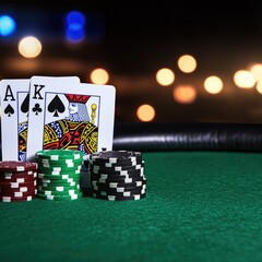 Intense poker game night with royal flush casino setting photography nighttime atmosphere focused viewpoint