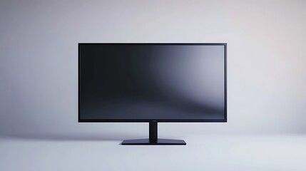 Modern Black Computer Monitor on White Background