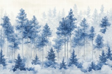 Serene Blue Winter Forest