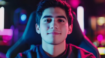 Fototapeta premium A dynamic recruitment ad for e-sports coaching services, featuring gameplay clips