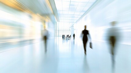 Modern Blurred Office Space with Professionals in Business Attire