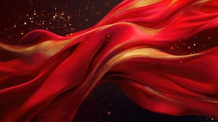 Flowing red silk-inspired design with embedded gold accents and soft gradients.