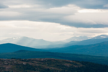 Fototapeta premium Majestic Scandinavian Mountain Landscape in Soft Light