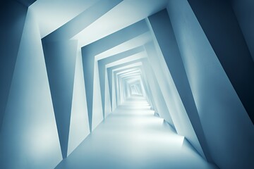 Abstract Blue Corridor Geometric Architectural Design