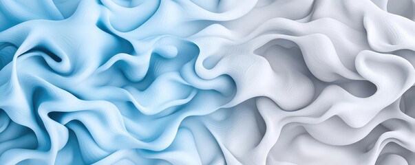 Obraz premium Droplets abstract background idea. Abstract fabric pattern in shades of blue and white, showcasing texture and flow.