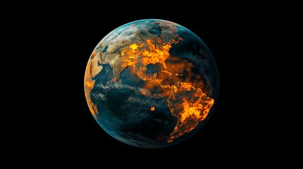 Burning Planet: A fiery depiction of global warming