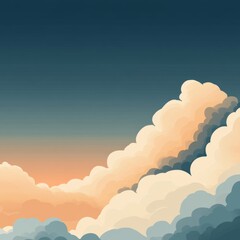 Sunset cloudscape, pastel colors, soft light.