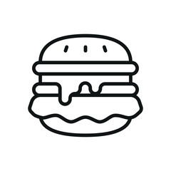 Hamburger Food Icon features a juicy and mouth-watering design, perfect for representing fast food, casual dining, or burger specialty restaurants