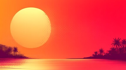 Vibrant Sunset Over Tropical Ocean Paradise