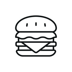 Hamburger Food Icon features a juicy and mouth-watering design, perfect for representing fast food, casual dining, or burger specialty restaurants