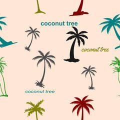 Coconut tree seamless pattern vector illustration