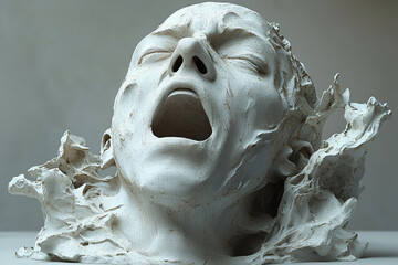 Naklejka premium male head 3D model, screaming 