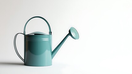 Teal Watering Can on White Background