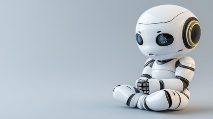 Robot reflection studio digital art minimalist close-up emotion and technology concepts