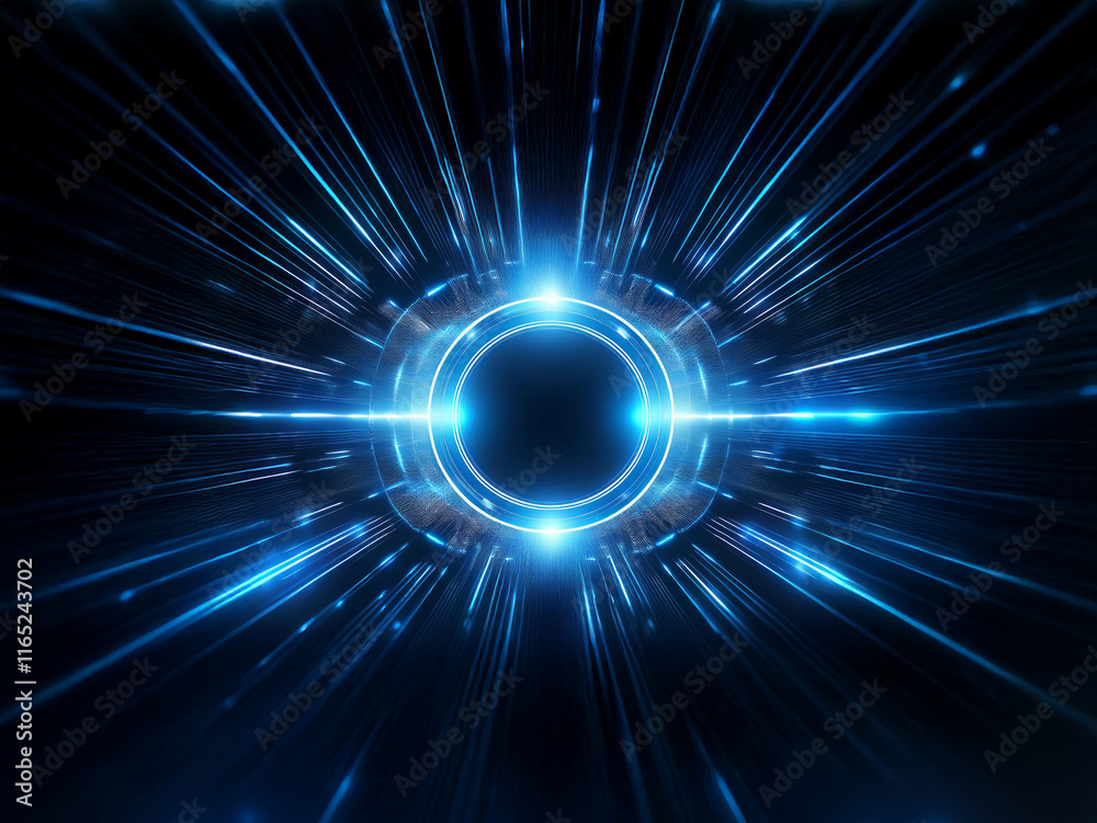 Aufkleber a mesmerizing abstract image featuring a glowing circular core surrounded by dynamic blue light stre