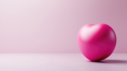 Fototapeta premium Playful pink heart sculpture on a minimalist surface studio fine art photography soft lighting abstract love