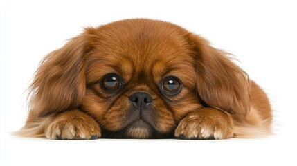Adorable dog lying down at home pet photography indoor close-up calm and relaxed canine