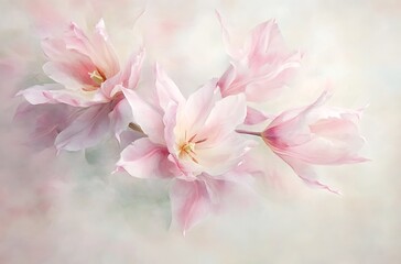 Pink tulips, pastel color palette, soft focus, vintage style, spring backgrund