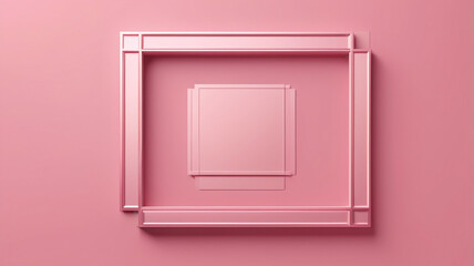 AI generative. 3d frame mock up. Modern minimlist style lines pink fale on pink background. 3