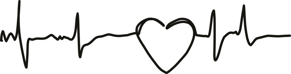 hand drawn heart line vector silhouette. line art sketch