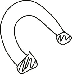 hand drawn magnet vector silhouette. line art sketch