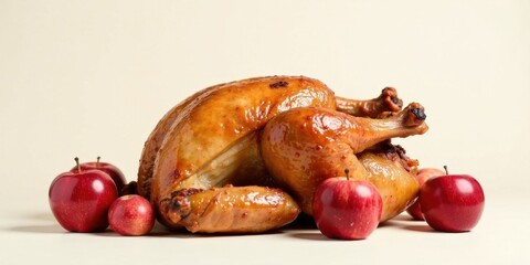 Roasted poultry with apples, a festive autumnal meal
